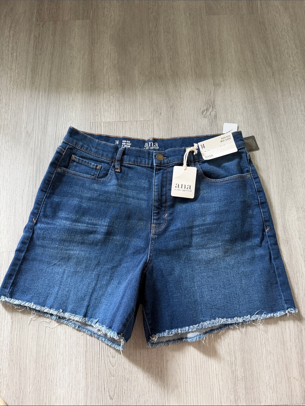 a.n.a Women's Dark Blue Frayed Hem Denim Shorts